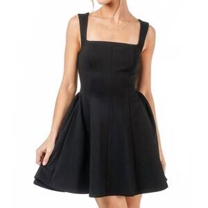 NEW FORE COLLECTION gilda princess cut ponte knit mini dress in black
